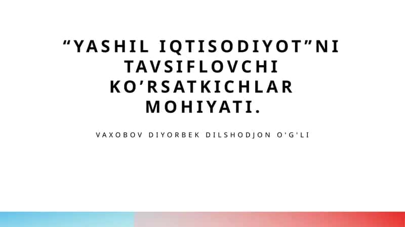 Yashil iqtisodiyot 1