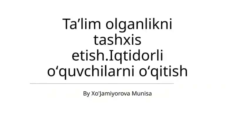 Taʼlim olganlikni tashxis etish