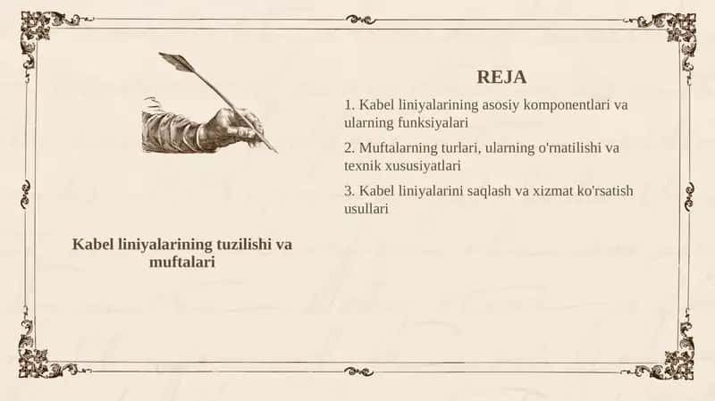 Kabel liniyalarining tuzilishi va muftalari 1