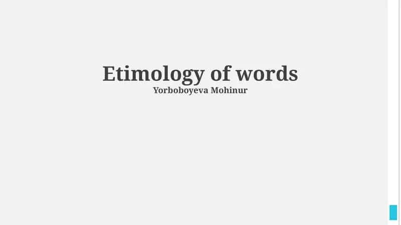 Etimology of words 1