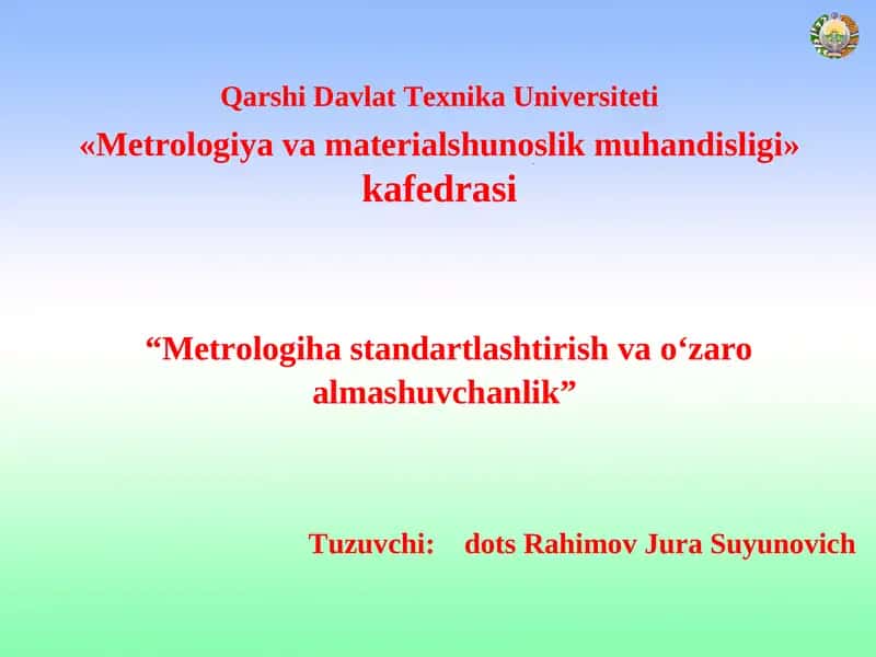 Standartlashtirish asoslari 1