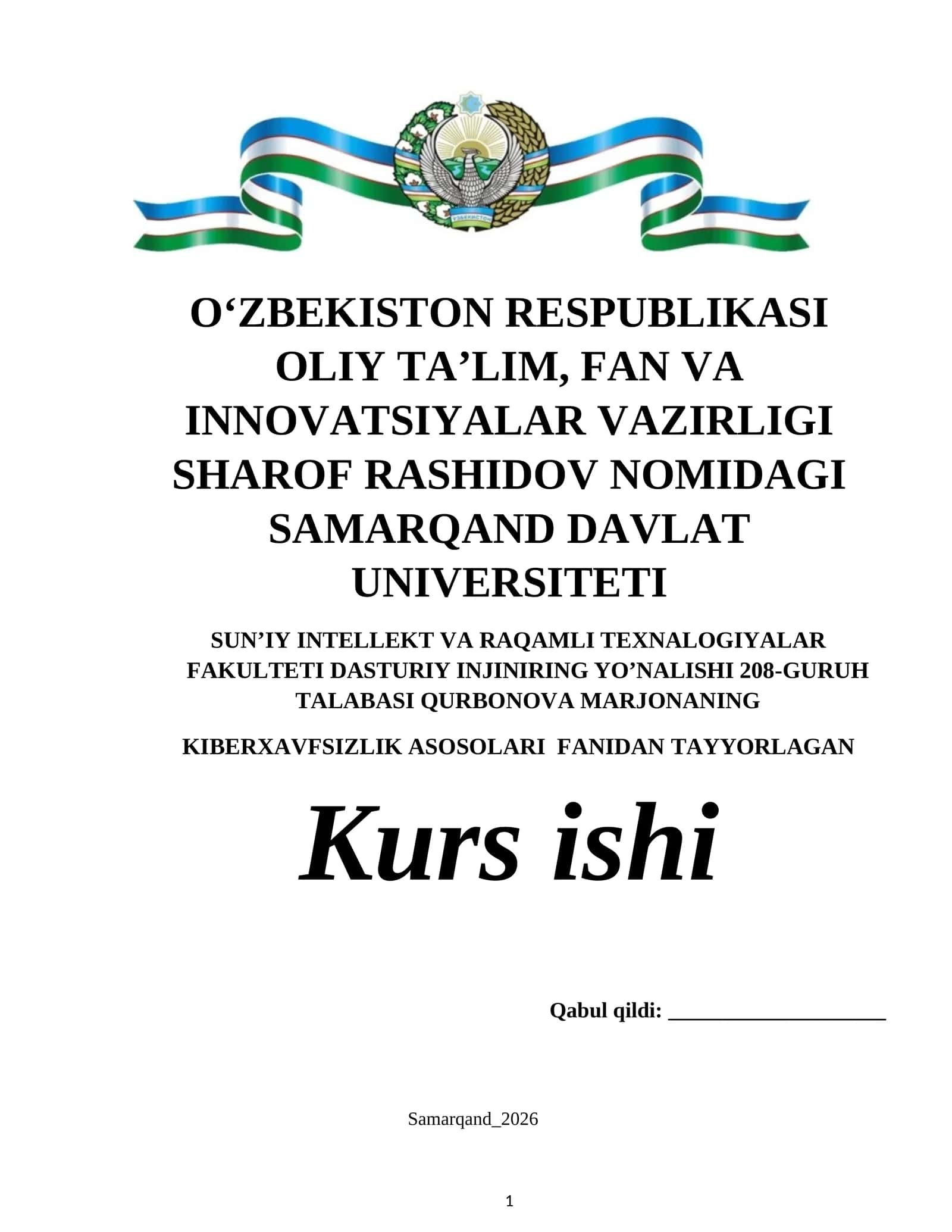 OWASP MOBILE TOP 10 ZAIFLIKLAR Kurs ishi 1