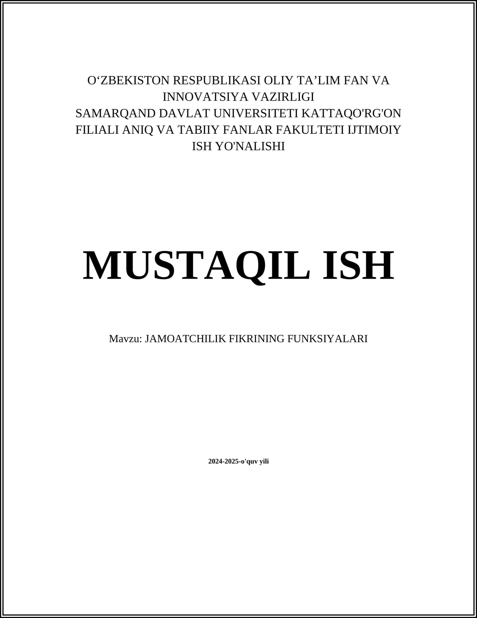 JAMOATCHILIK FIKRINING FUNKSIYALARI 1
