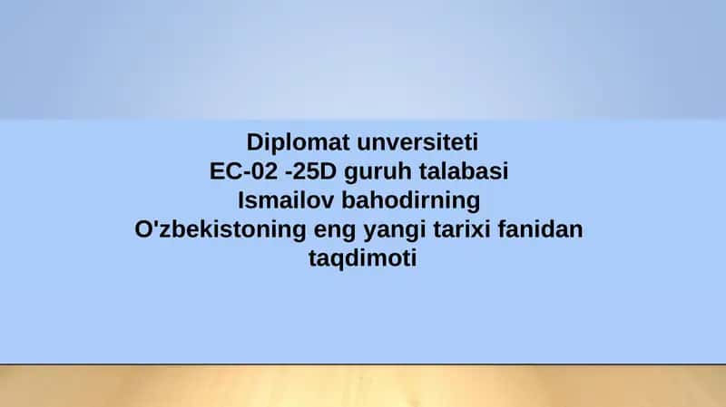 O'zbekistonning eng yangi tarixi 1