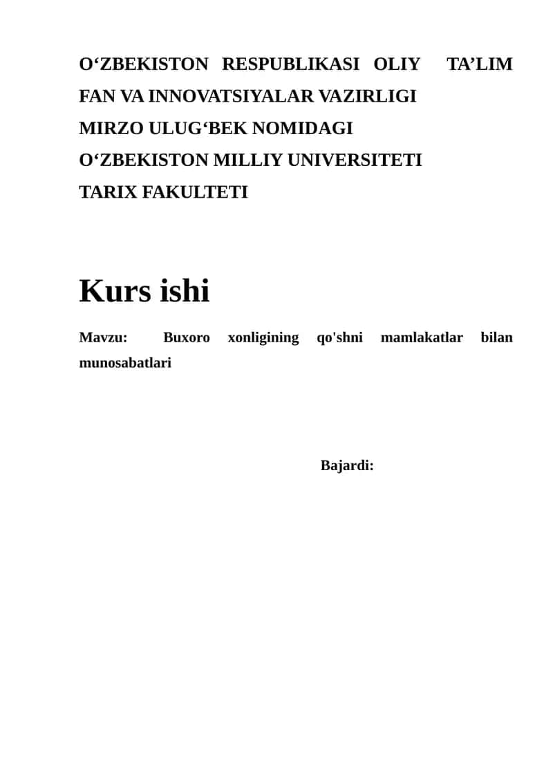 Buxoro xonligining qo'shni mamlakatlar bilan munosabatlari 1