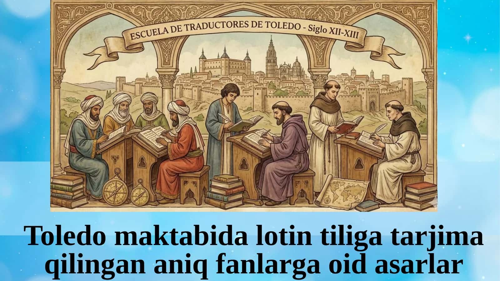 Toledo maktabida lotin tiliga tarjima qilingan aniq fanlarga oid asarlar. 1