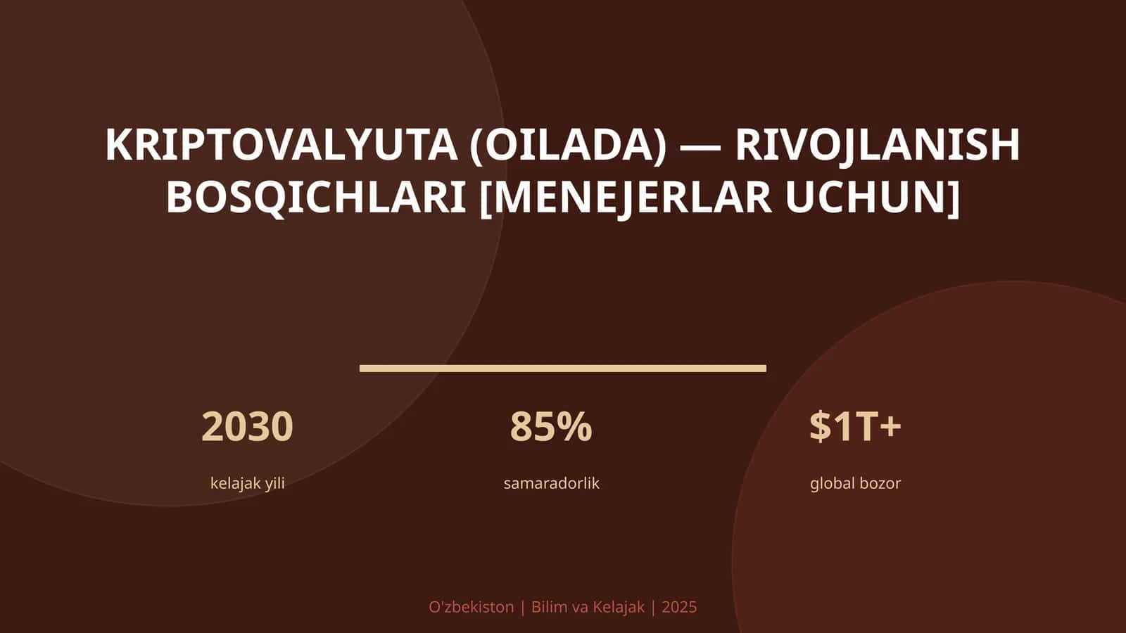 KRIPTOVALYUTA (OILADA) — RIVOJLANISH BOSQICHLARI [MENEJERLAR UCHUN] 1