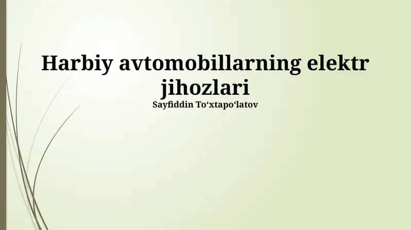 Harbiy avtomobillarning elektr jihozlari 1