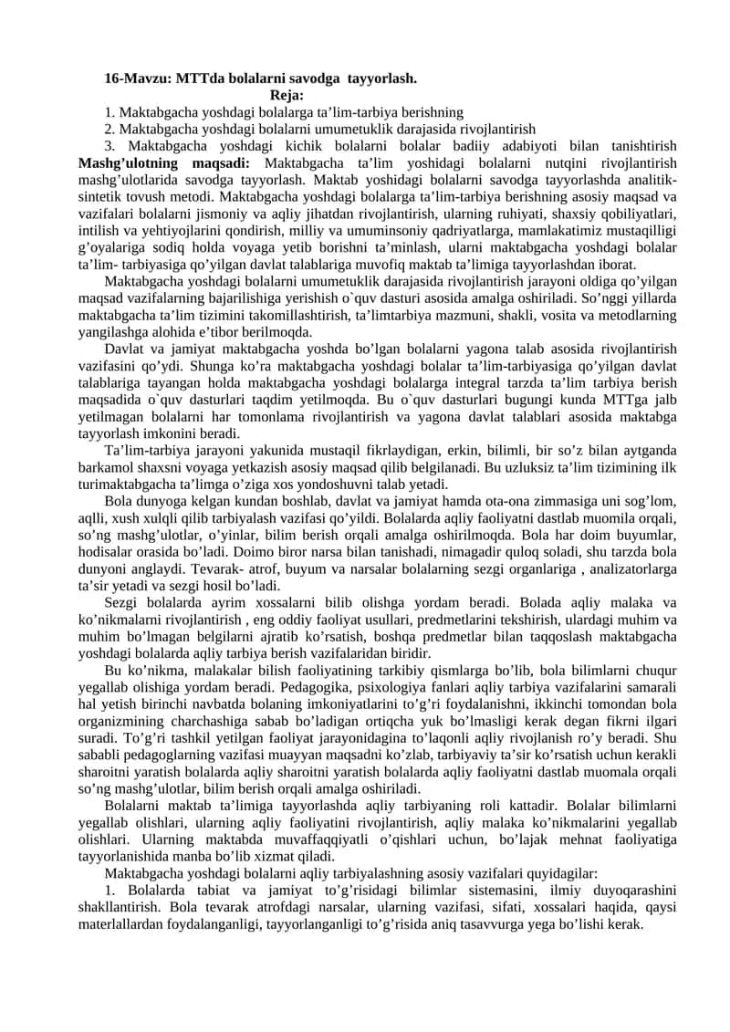 MTTda bolalarni savodga tayyorlash 1