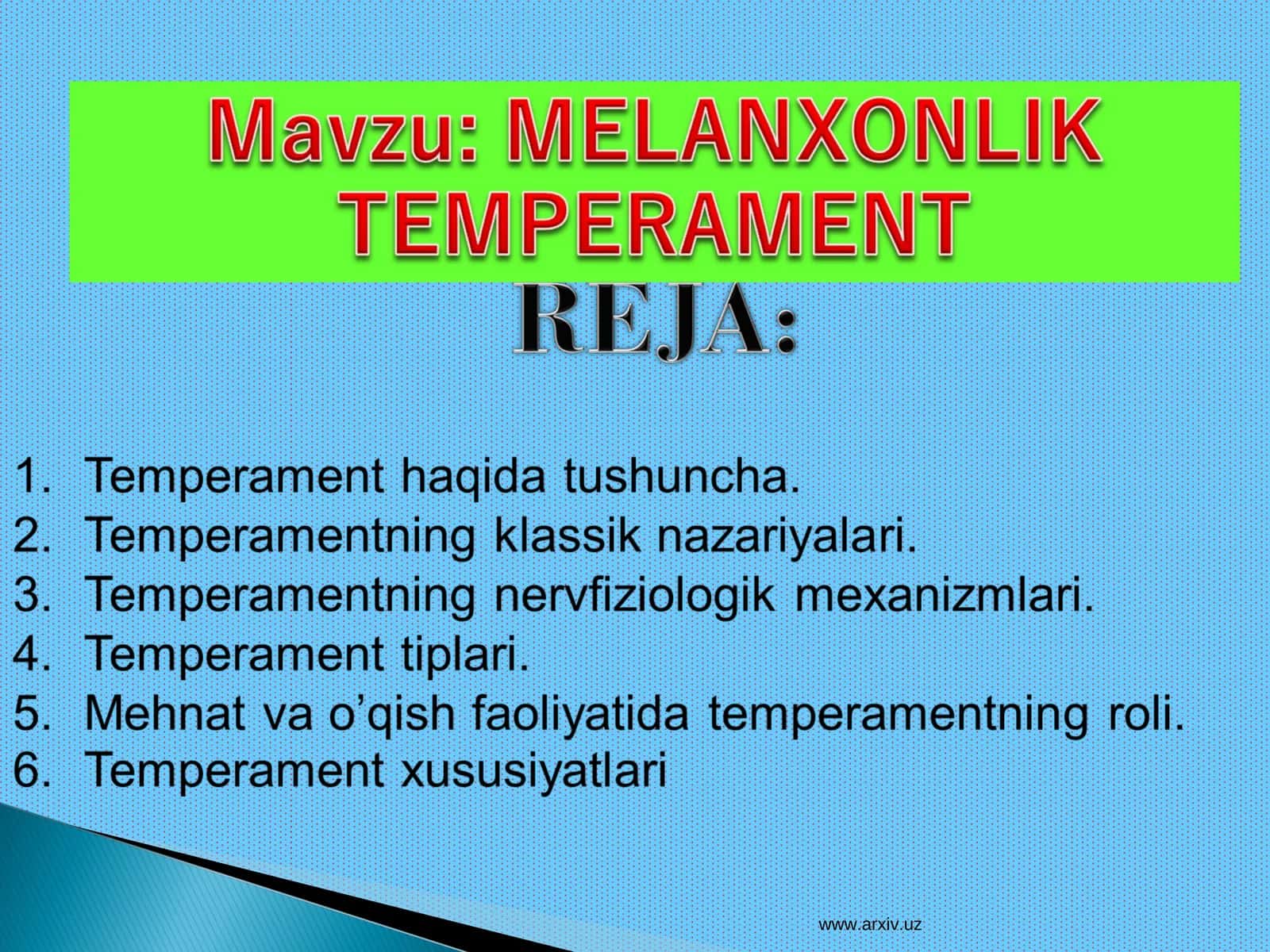 MELANXONLIK TEMPERAMENT 1