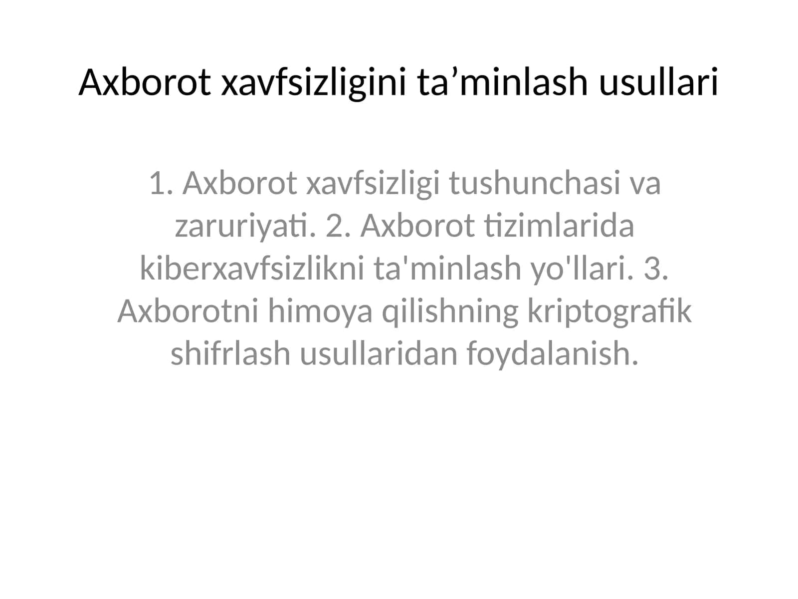 Axborot xavfsizligi tushunchasi va zaruriyati 1