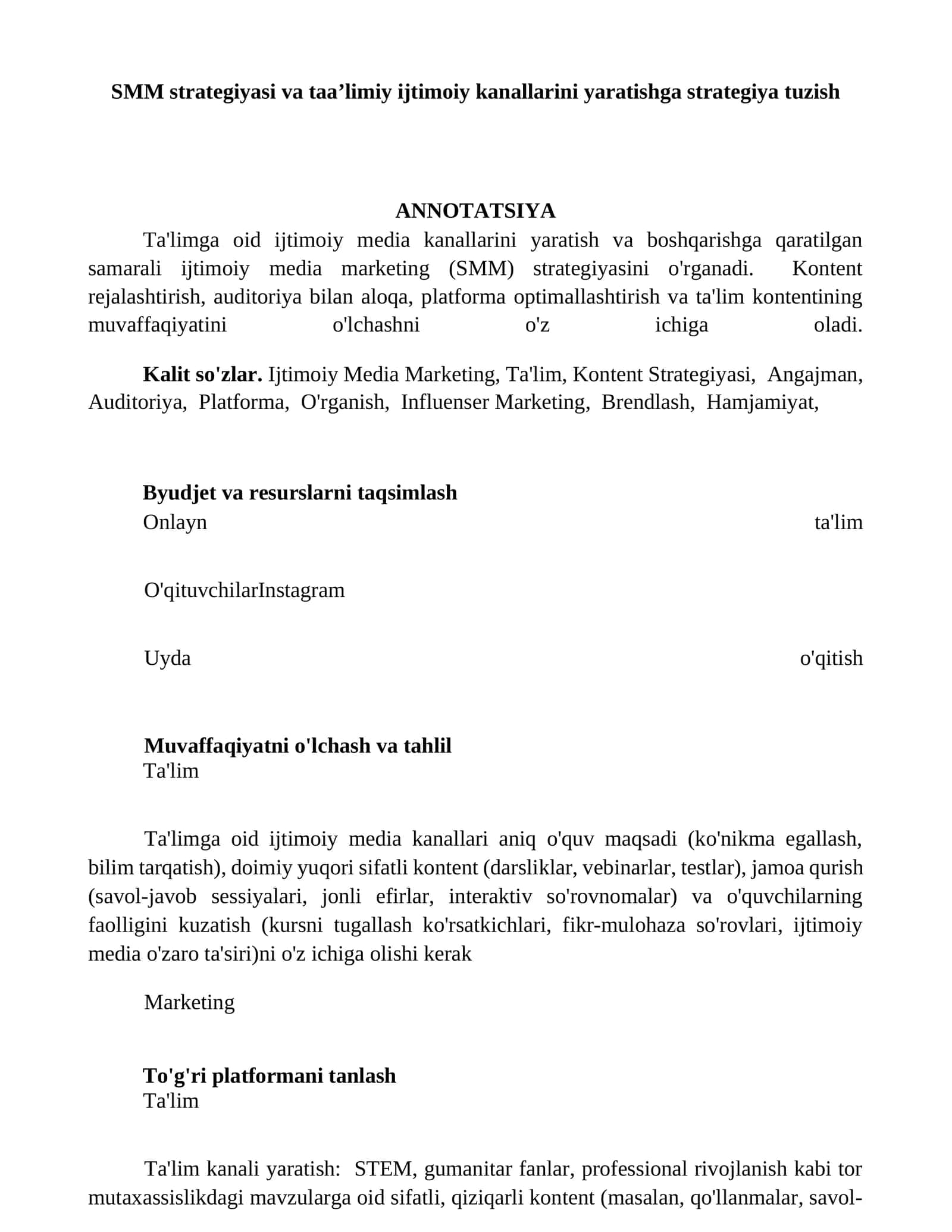 Ta'limga oid ijtimoiy media kanallari 1