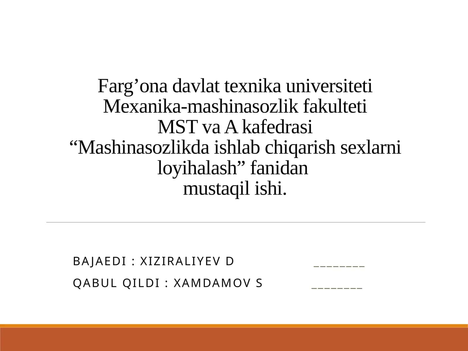 Mashinasozlikda ishlab chiqarish sexlarni loyihalash 1