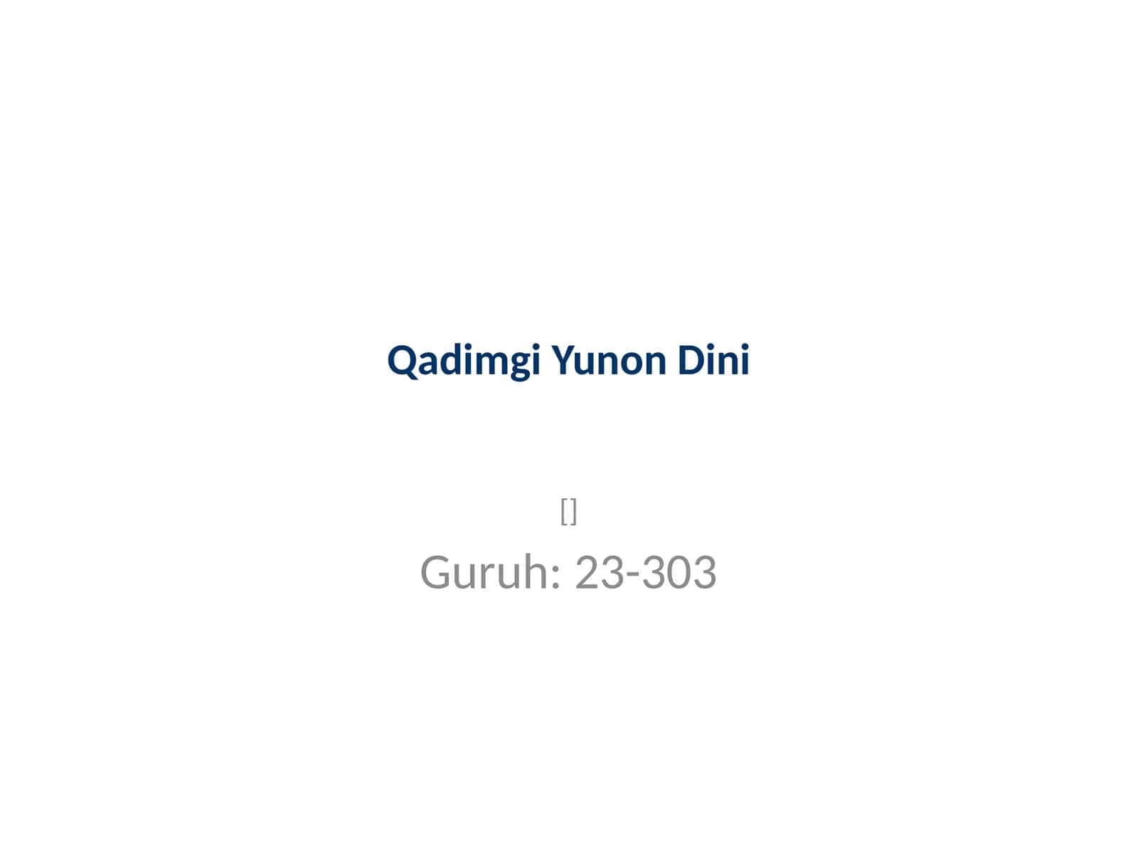 Qadimgi Yunon Dini 1