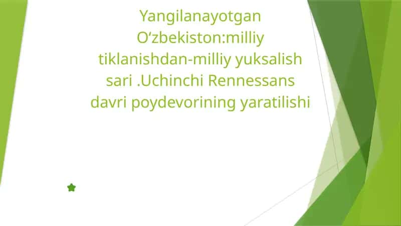 Yangilanayotgan O‘zbekiston: milliy tiklanishdan milliy yuksalish sari 1