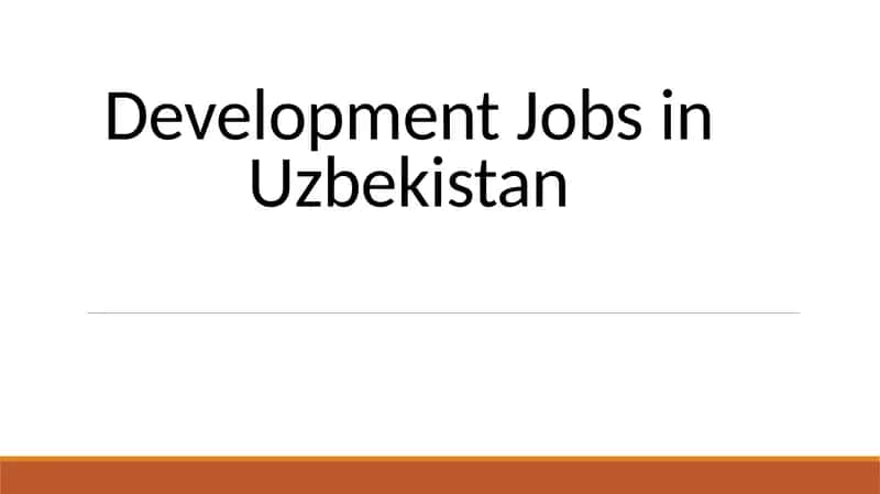 Development Jobs in Uzbekistan 1
