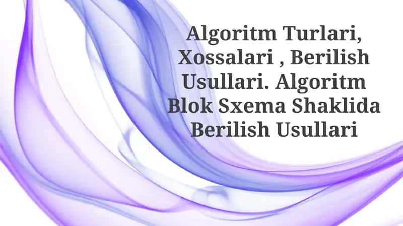 Algoritmlarning turlari va xossalari 1