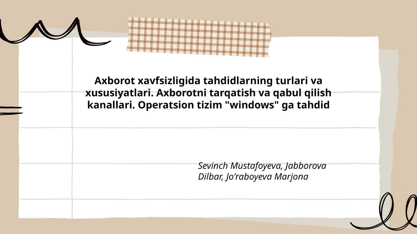 Axborot xavfsizligida tahdidlarning turlari va xususiyatlari 1