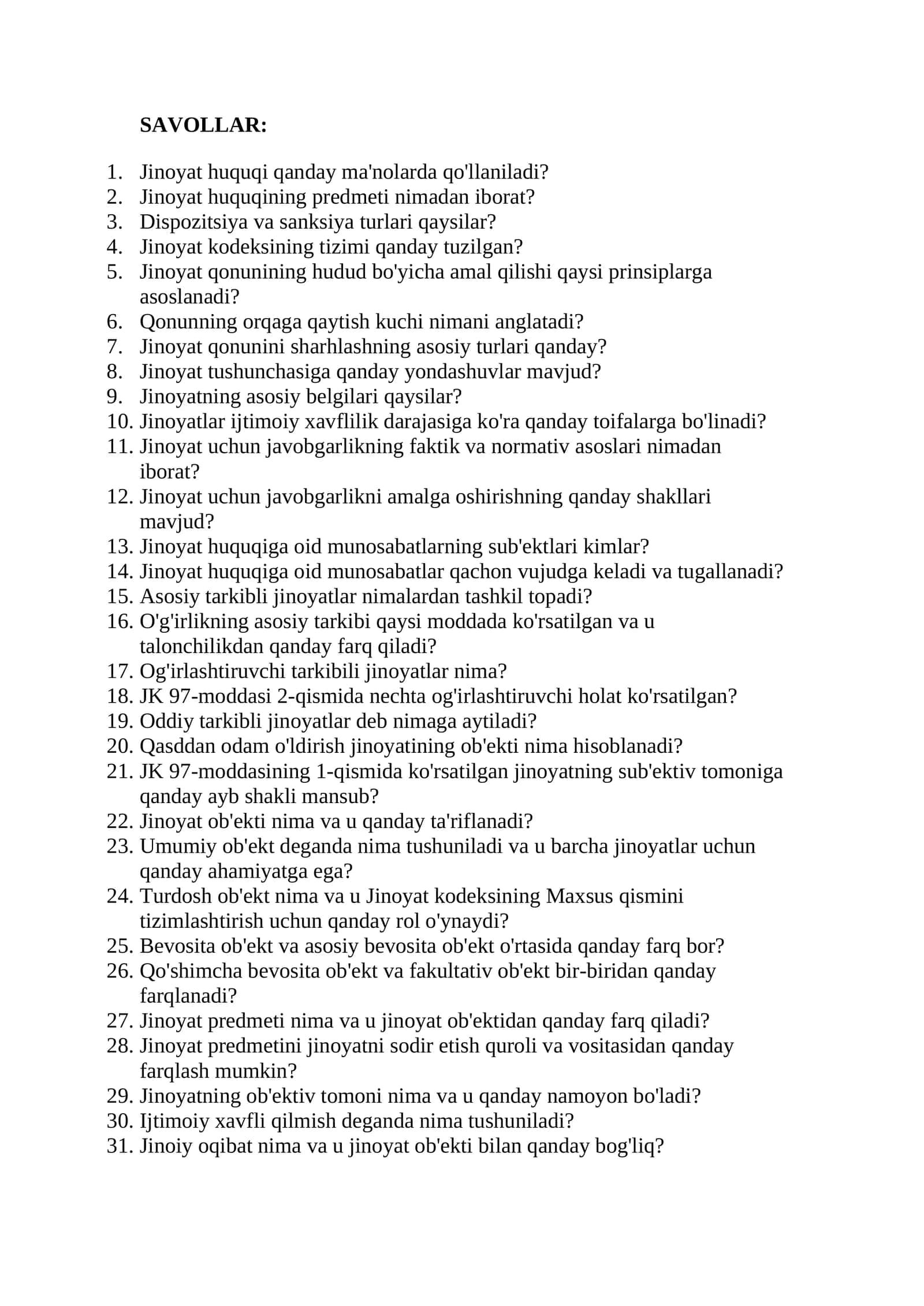 Jinoyat huquqi mavzulari 1