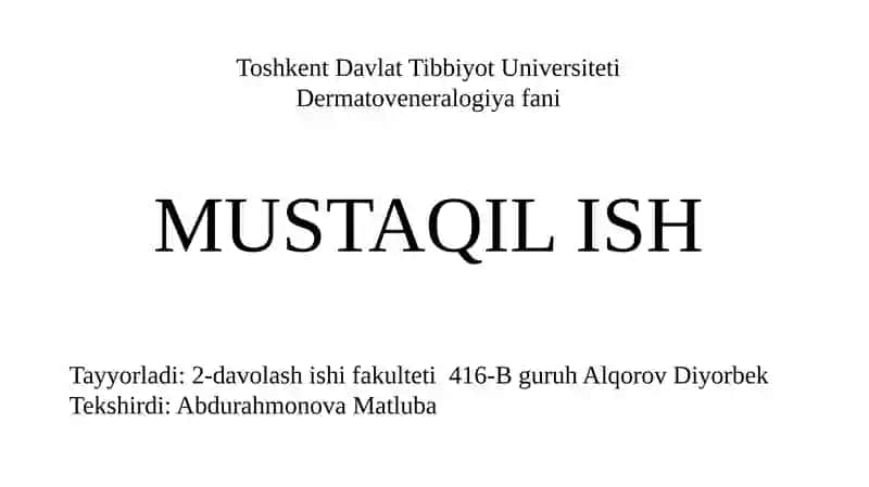 Dermatoveneralogiya: Jeberning pushti rang temiratkisi