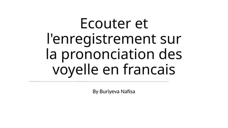 Exercices d'écoute et d'enregistrement 1