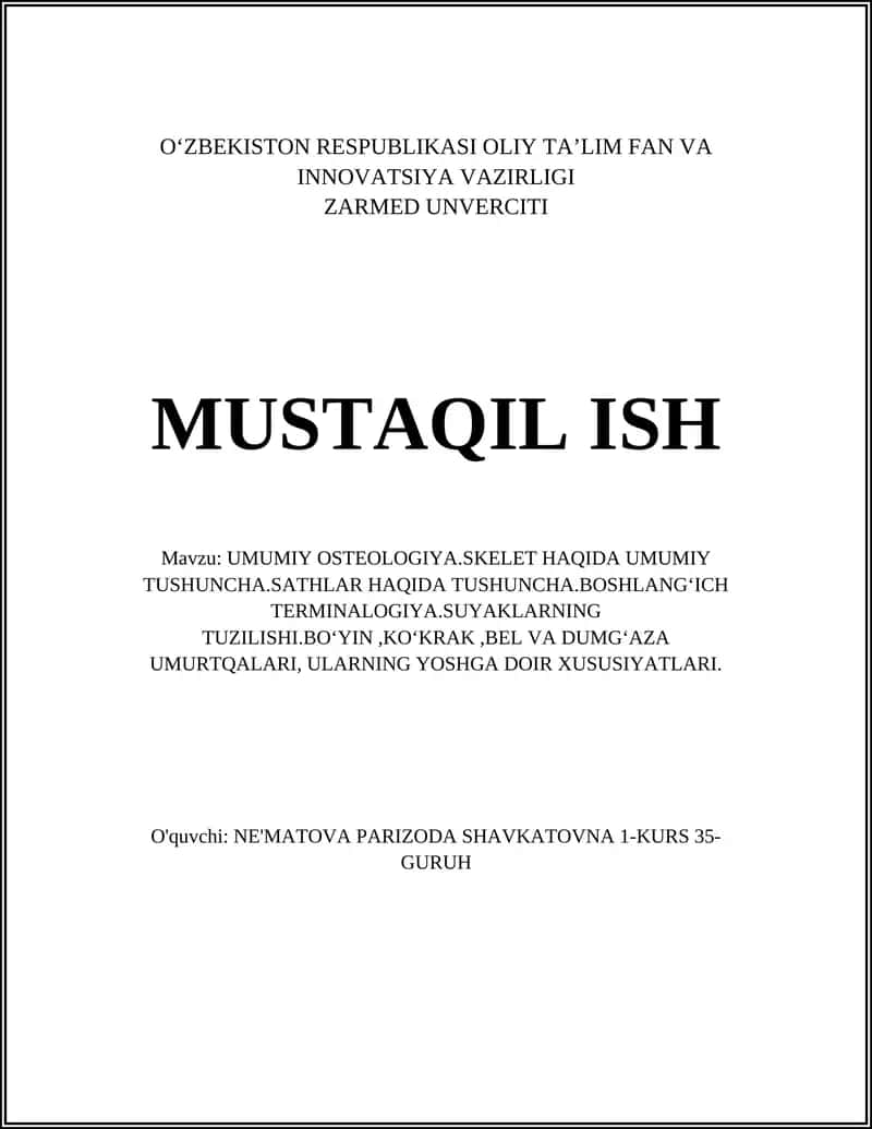 UMUMIY OSTEOLOGIYA 1