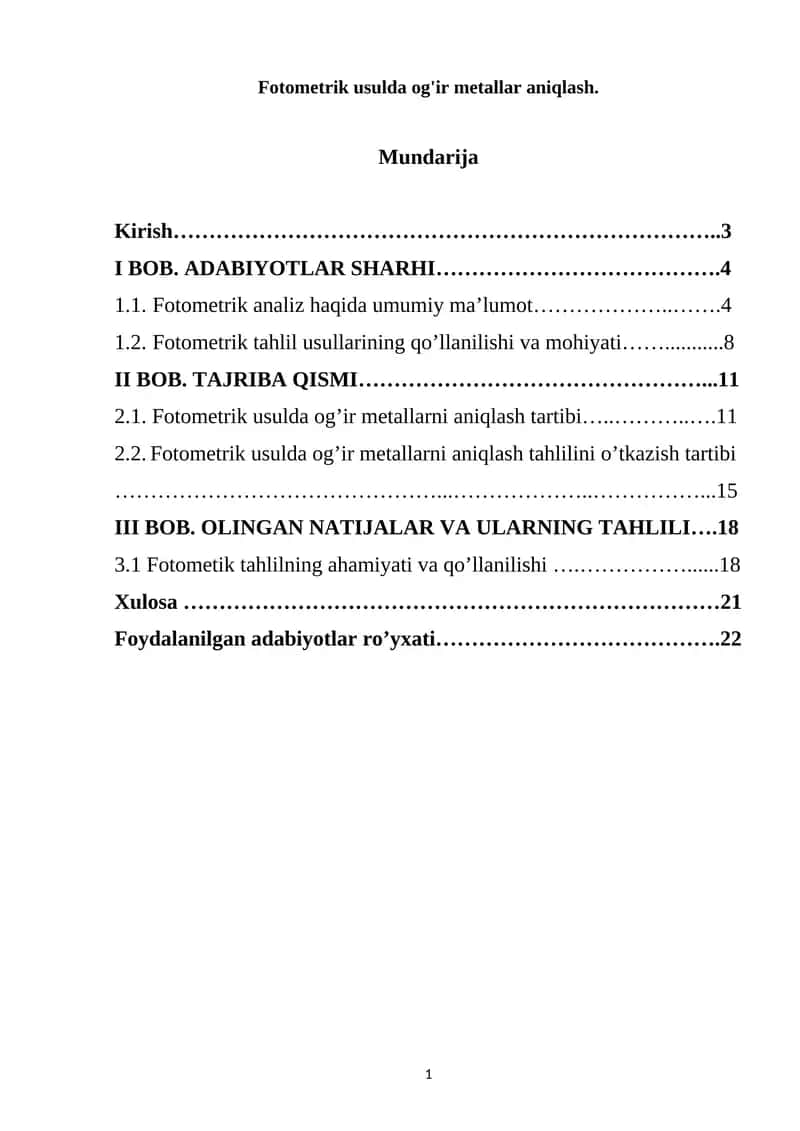 Fotometrik usulda og'ir metallar aniqlash 1