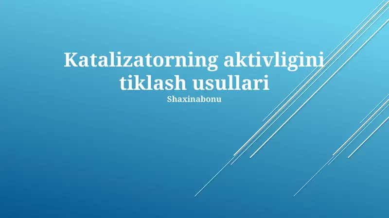 Katalizatorning aktivligini tiklash usullari 1