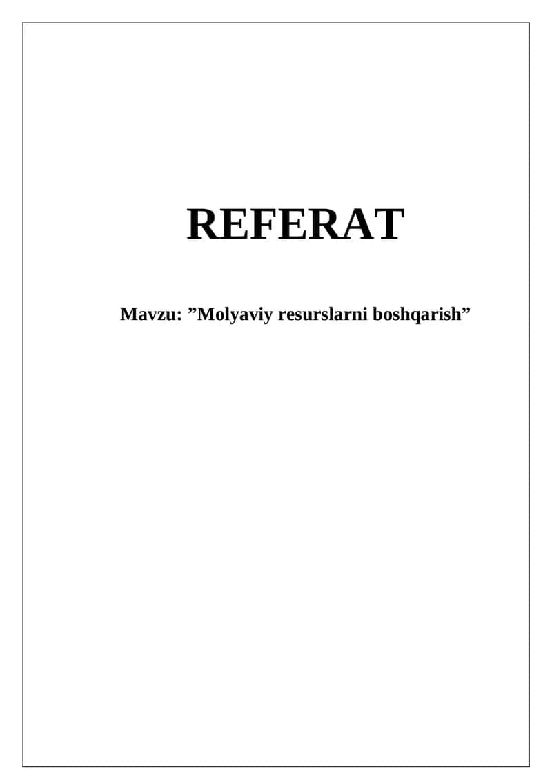 Molyaviy resurslarni boshqarish 1