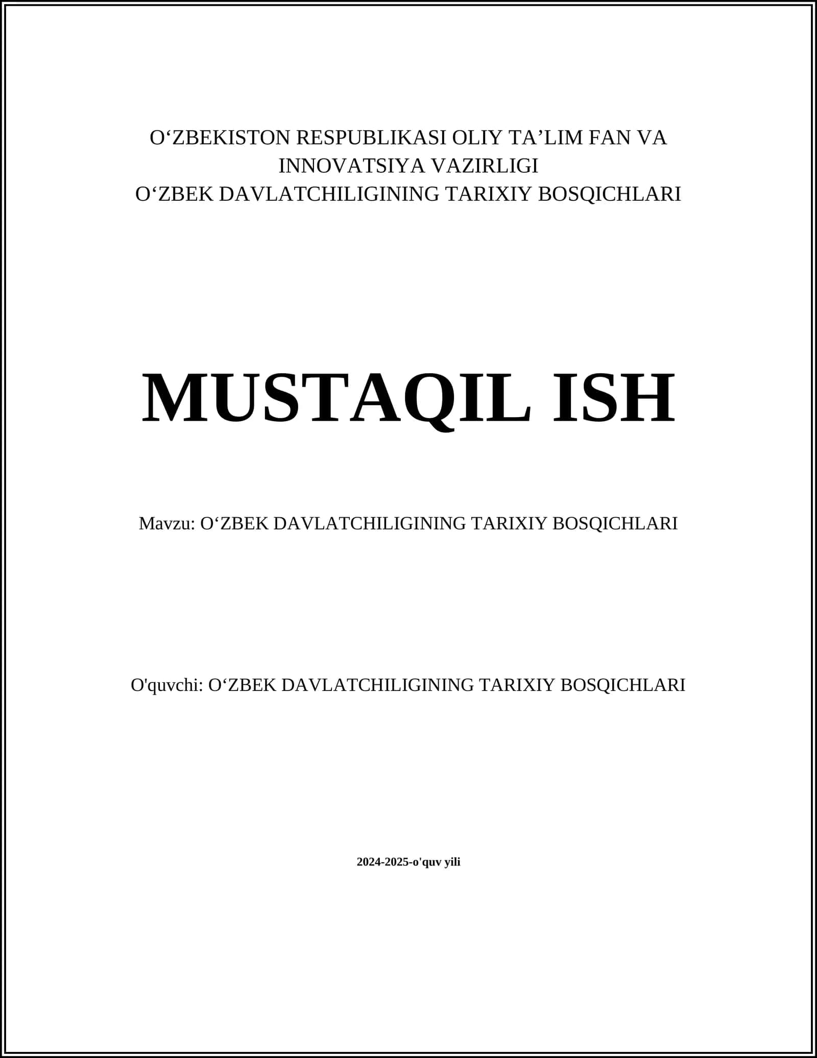 O‘zbek Davlatchiliginin Tarixiy Bosqichlari 1