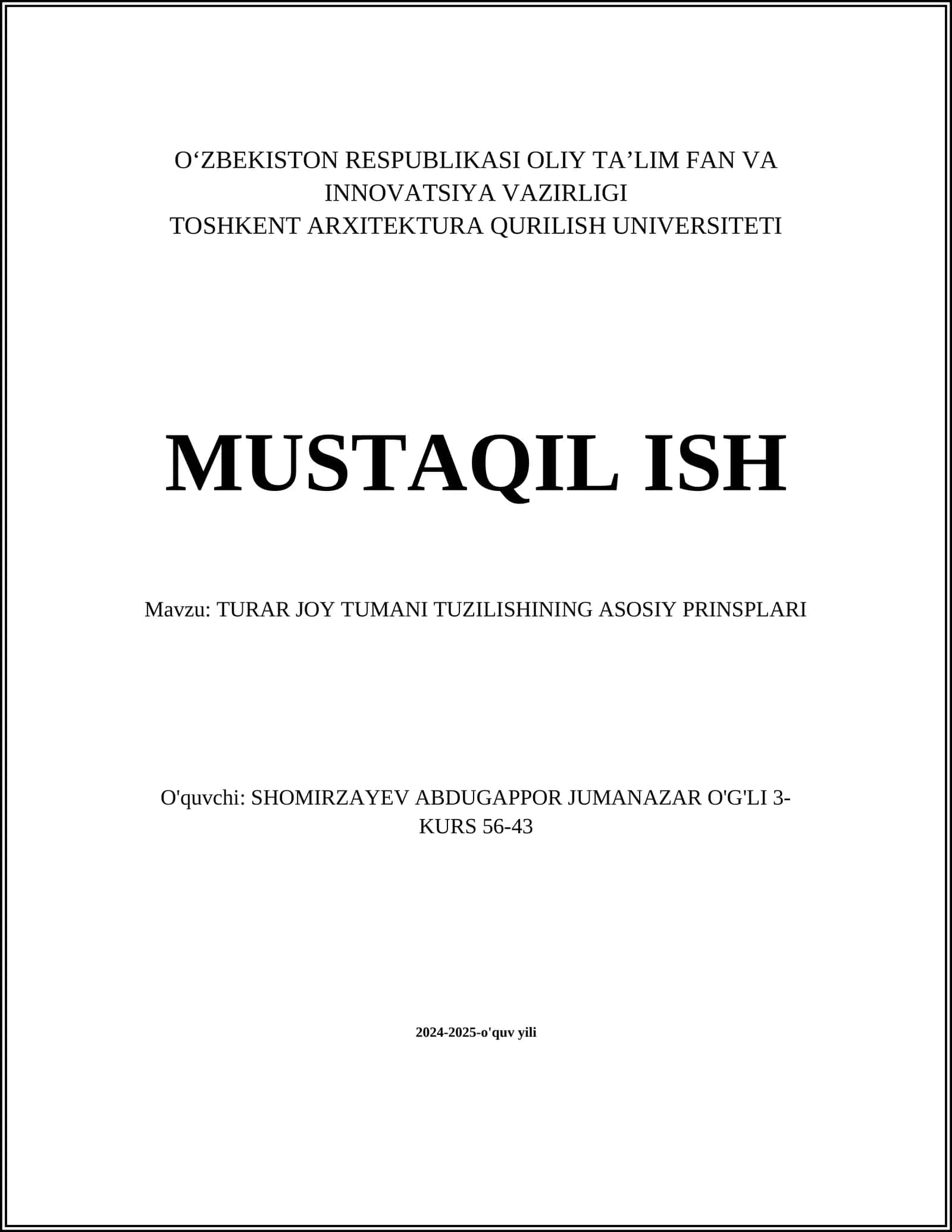 TURAR JOY TUMANI TUZILISHINING ASOSIY PRINSPLARI 1