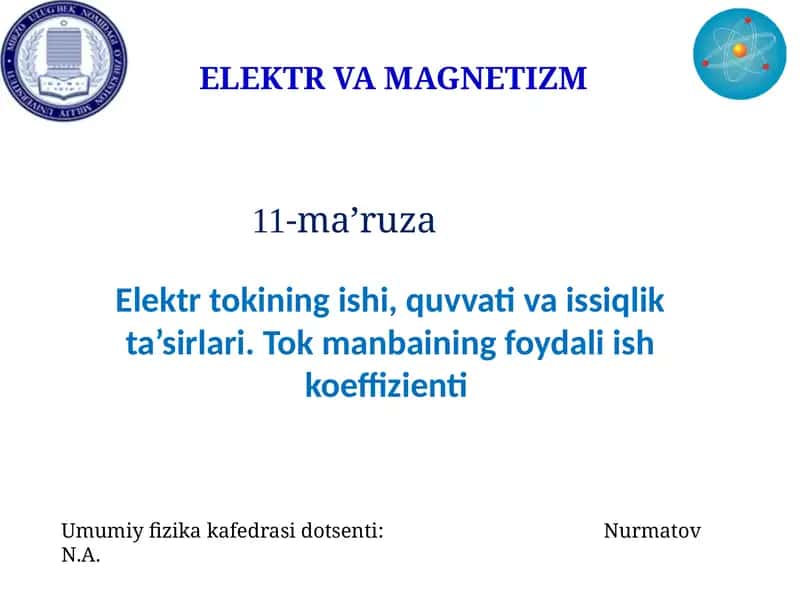 ELEKTR VA MAGNETIZM 1
