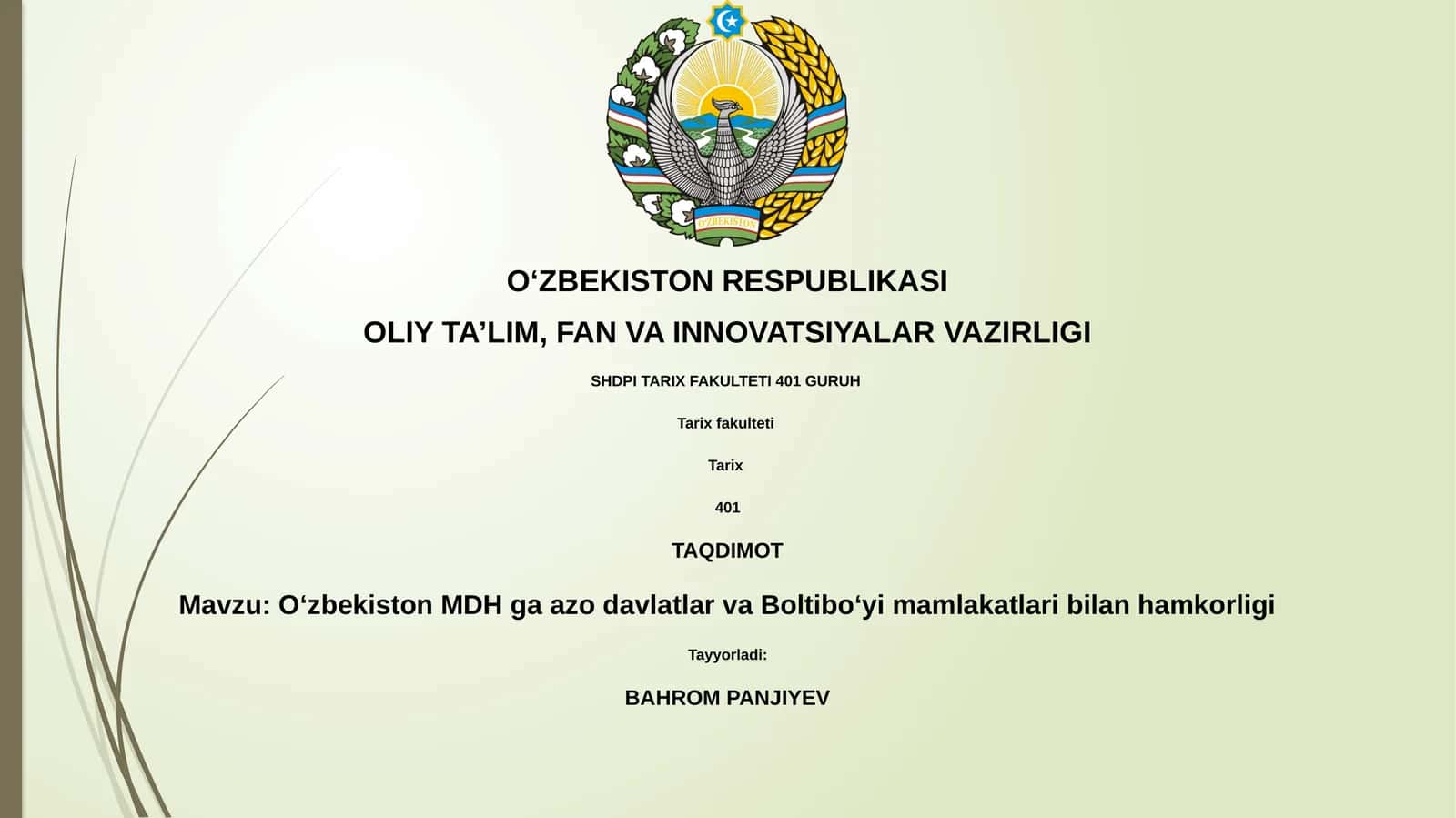 O‘zbekiston MDH va Boltiqbo'yi davlatlari bilan hamkorligi 1