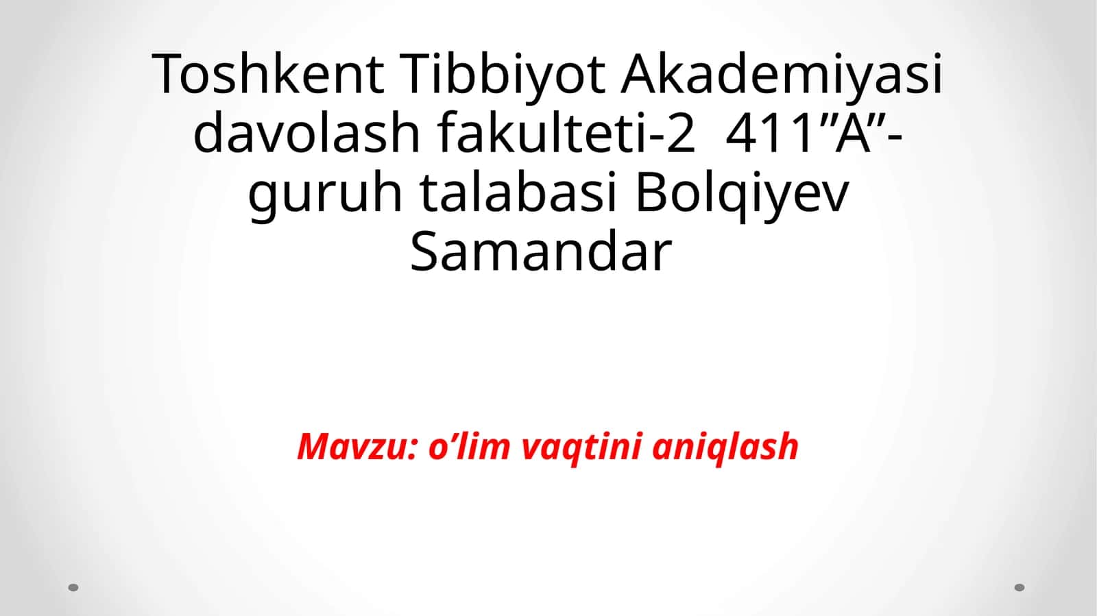 o’lim vaqtini aniqlash 1