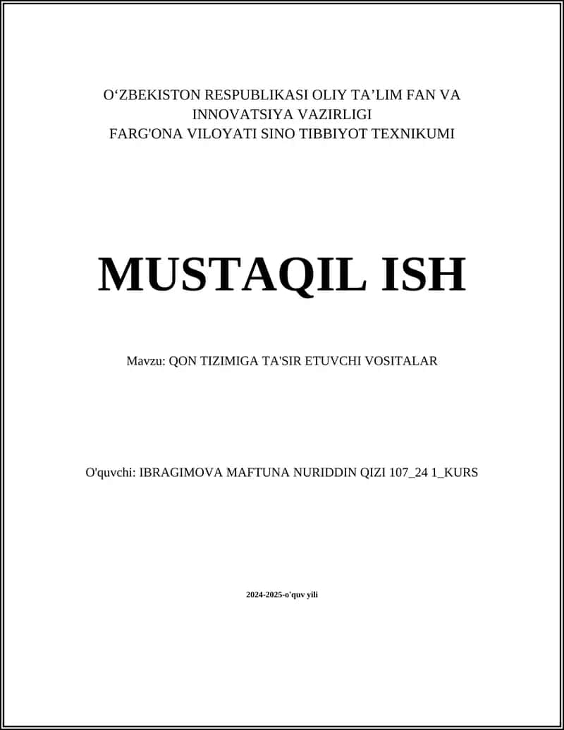 QON TIZIMIGA TA'SIR ETUVCHI VOSITALAR 1