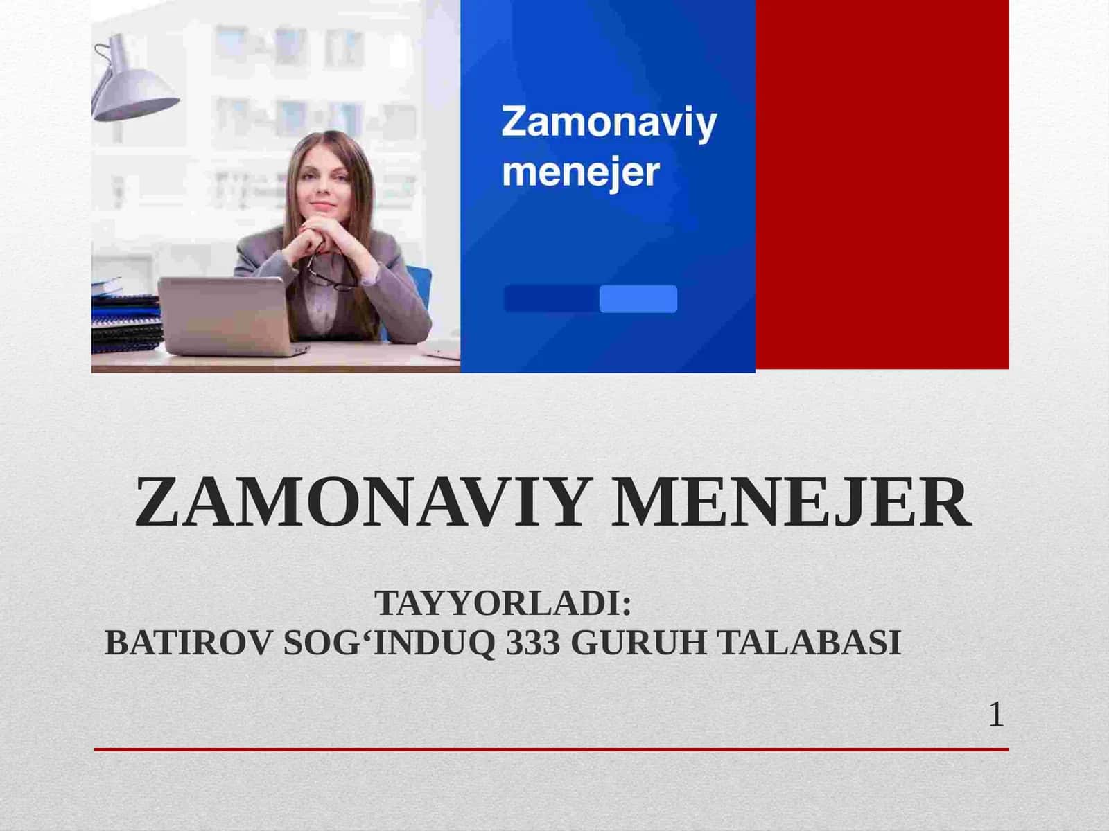 ZAMONAVIY MENEJER 1