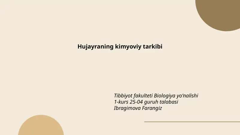 Hujayraning kimyoviy tarkibi 1