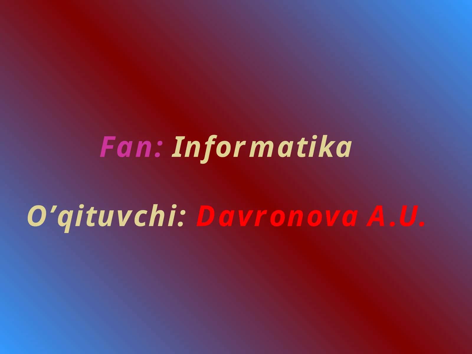 Darsning mavzusi: Matematik formulalar bilan ishlash 1