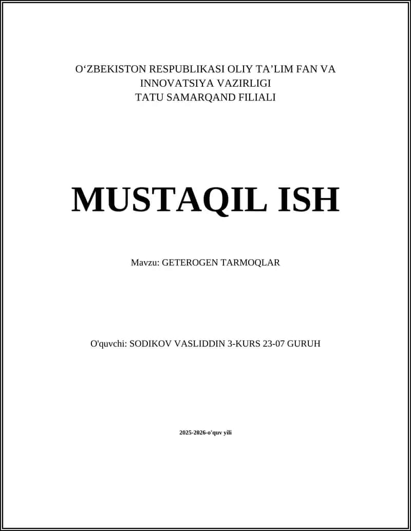 GETEROGEN TARMOQLAR 1