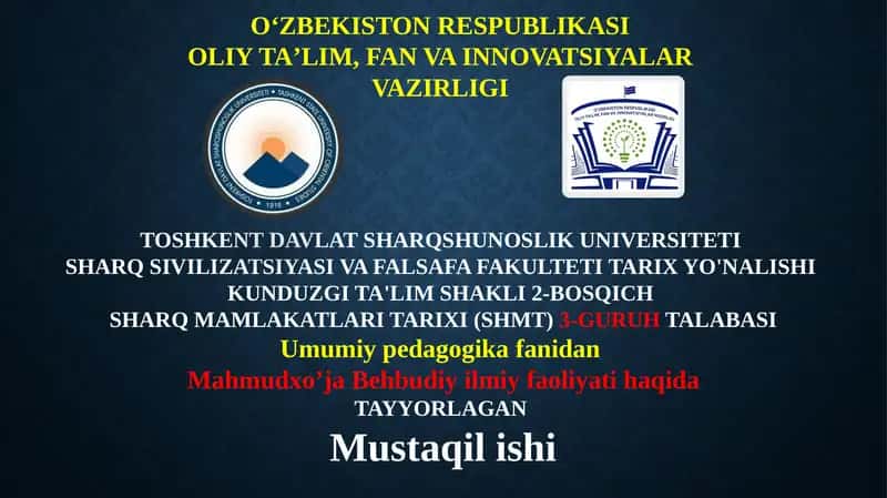 Mahmudxo’ja Behbudiy ilmiy faoliyati 1