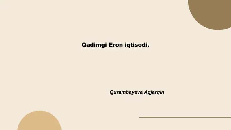 Qadimgi Eron iqtisodi 1