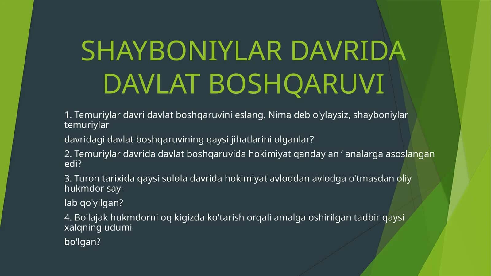 SHAYBONIYLAR DAVRIDA DAVLAT BOSHQARUVI 1
