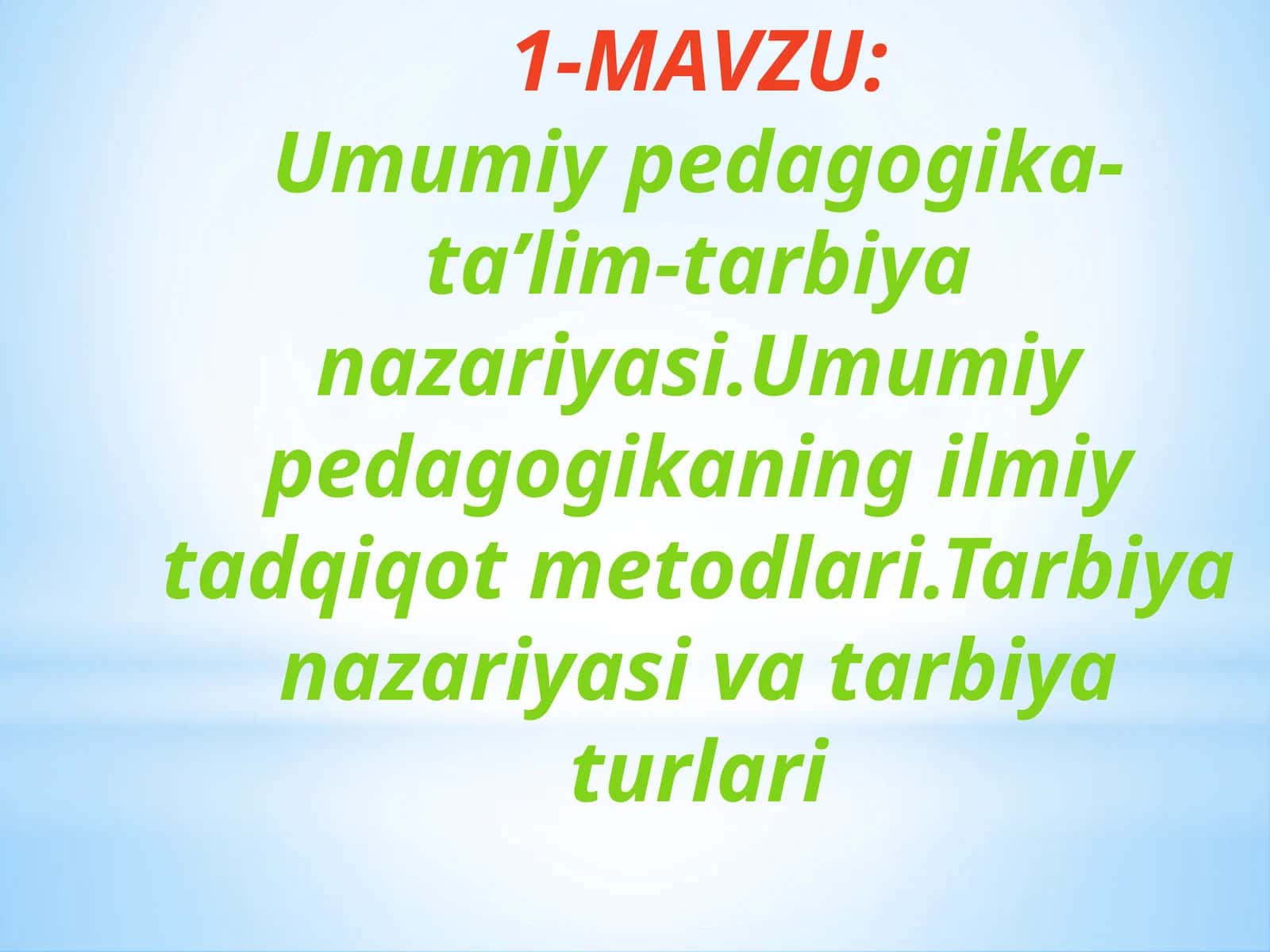 Umumiy pedagogika ta'lim-tarbiya nazariyasi 1