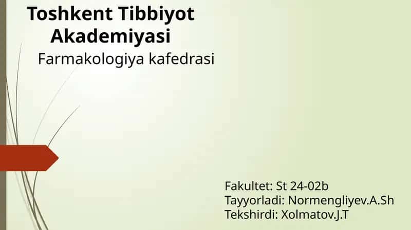 Parkinson kasalligini davolashda ishlatiladigan dorivostlar 1
