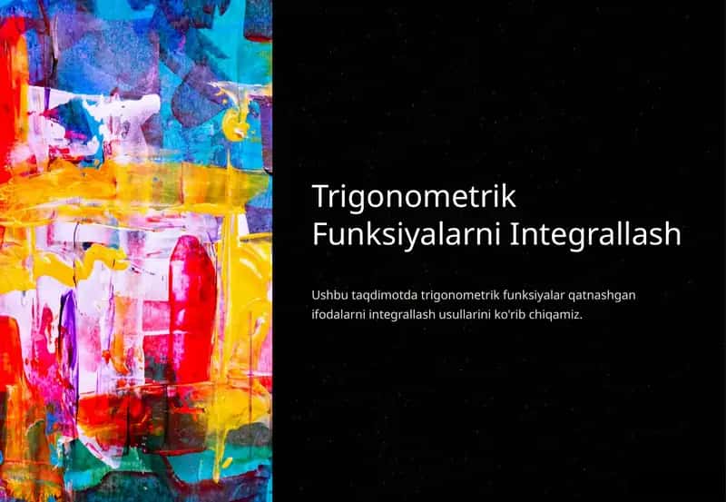 Trigonometrik Funksiyalarni Integrallash 1