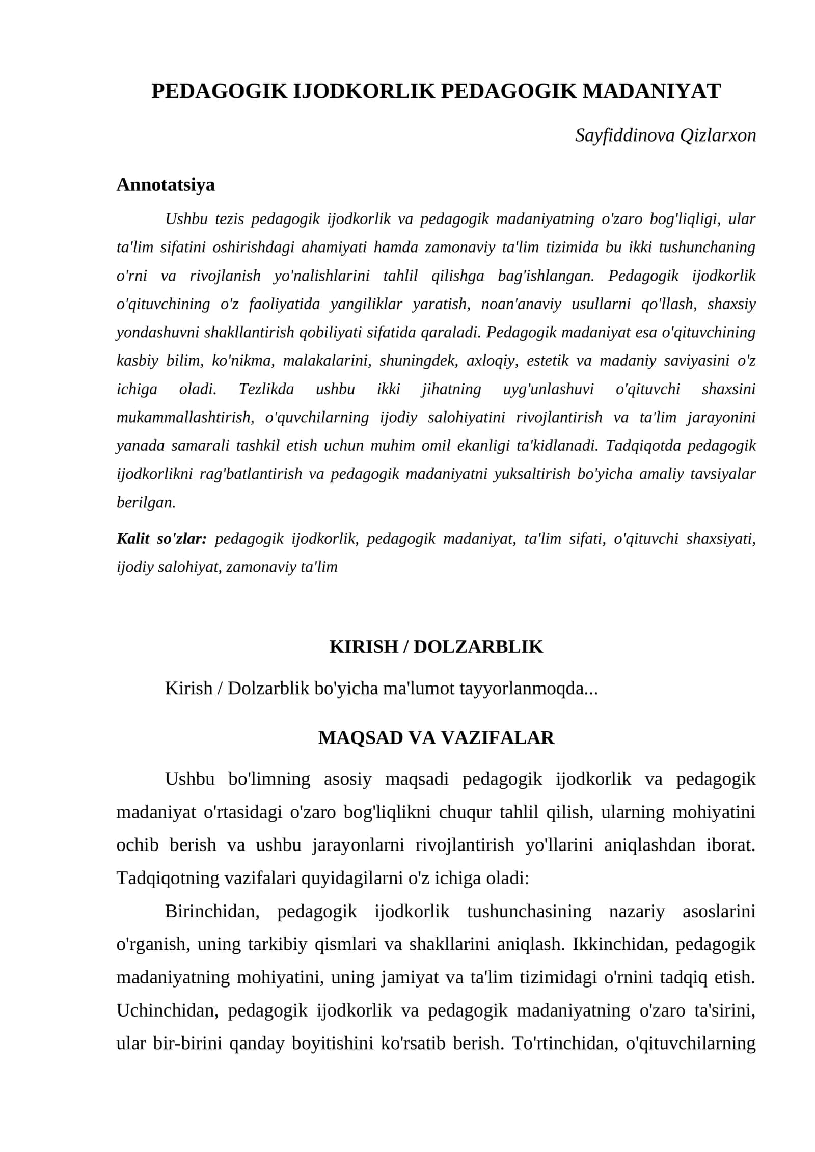 PEDAGOGIK IJODKORLIK PEDAGOGIK MADANIYAT 1