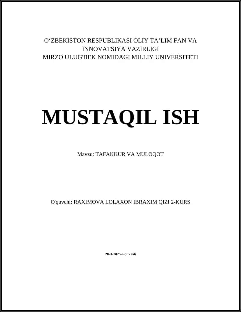 Tafakkur va muloqot 1