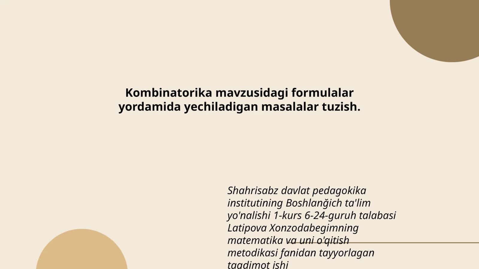 Matematika va uni o'qitish metodikasi 1