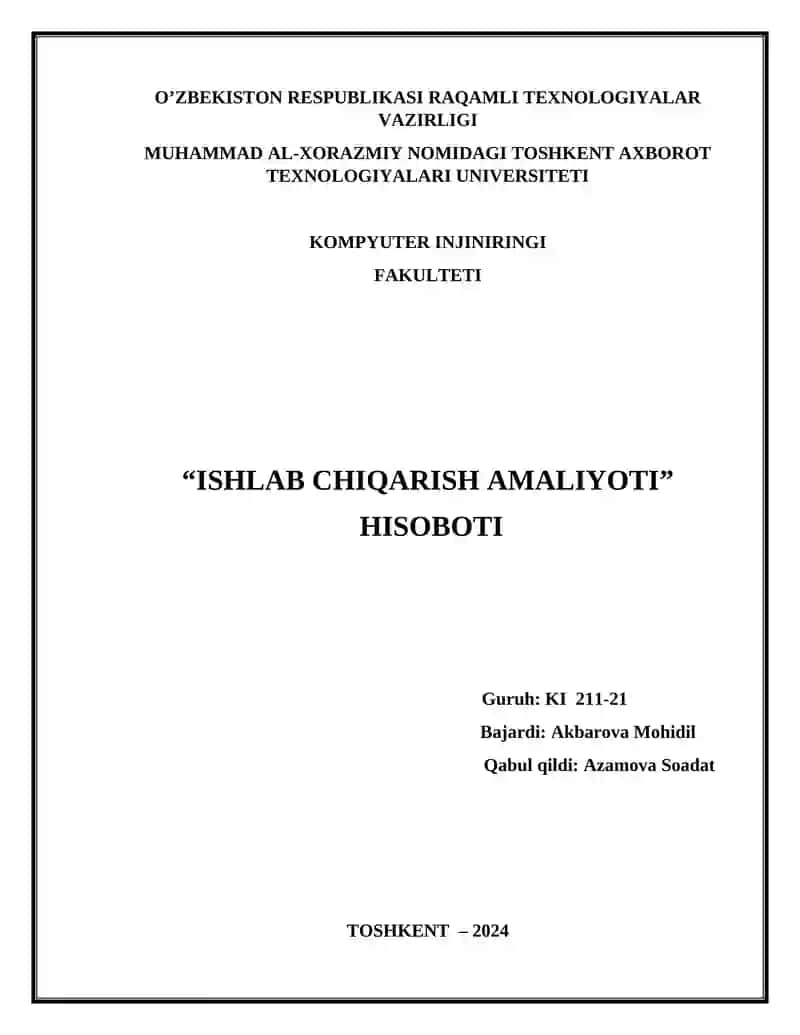 ISHLAB CHIQARISH AMALIYOTI