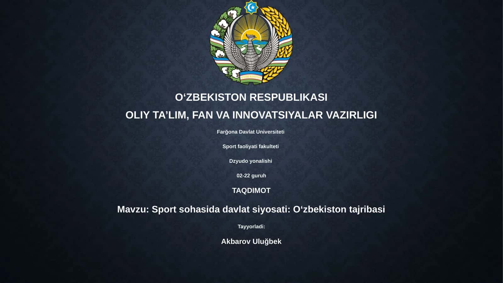 Sport sohasida davlat siyosati: Oʻzbekiston tajribasi 1